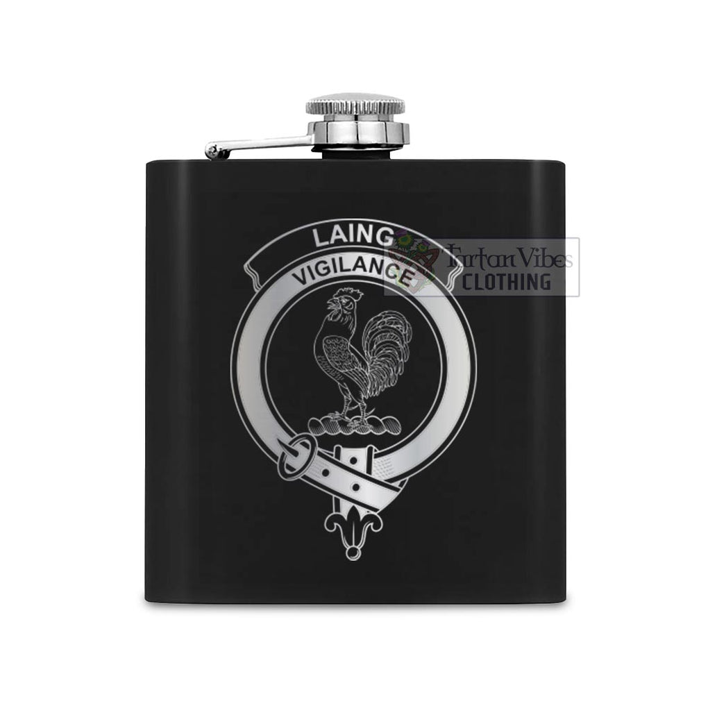 Tartan Vibes Clothing Laing Crest Hip Flask Set 7oz Black Stainless Steel with A Gift Box