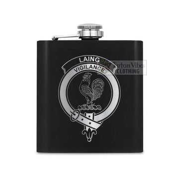 Tartan Vibes Clothing Laing Crest Hip Flask Set 7oz Black Stainless Steel with A Gift Box