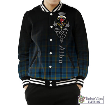 Tartan Vibes Clothing Laing Tartan Baseball Jacket Featuring Alba Gu Brath Family Crest Celtic Inspired