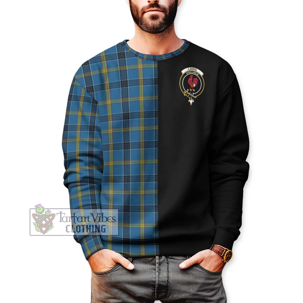 Laing Tartan Sweatshirt with Family Crest and Half Of Me Style Unisex - Tartanvibesclothing Shop