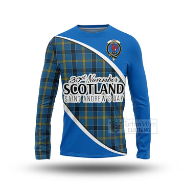 Tartan Vibes Clothing Laing Family Crest Tartan Long Sleeve T-Shirt Celebrate Saint Andrew's Day in Style