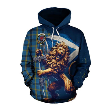 Tartan Vibes Clothing Laing Tartan Family Crest Cotton Hoodie with Scottish Majestic Lion