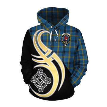 Tartan Vibes Clothing Laing Tartan Cotton Hoodie with Family Crest and Celtic Symbol Style