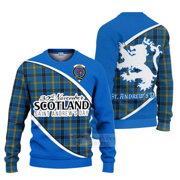 Tartan Vibes Clothing Laing Family Crest Tartan Knitted Sweater Celebrate Saint Andrew's Day in Style