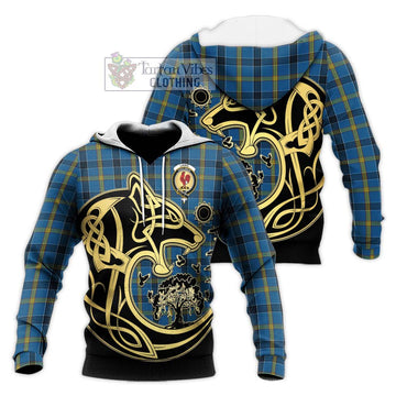 Laing Tartan Knitted Hoodie with Family Crest Celtic Wolf Style Unisex Knitted Pullover Hoodie - Tartan Vibes Clothing