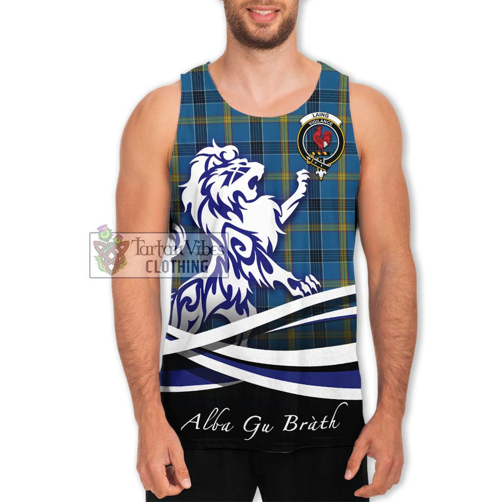 Laing Tartan Men's Tank Top with Alba Gu Brath Regal Lion Emblem Men - Tartanvibesclothing Shop