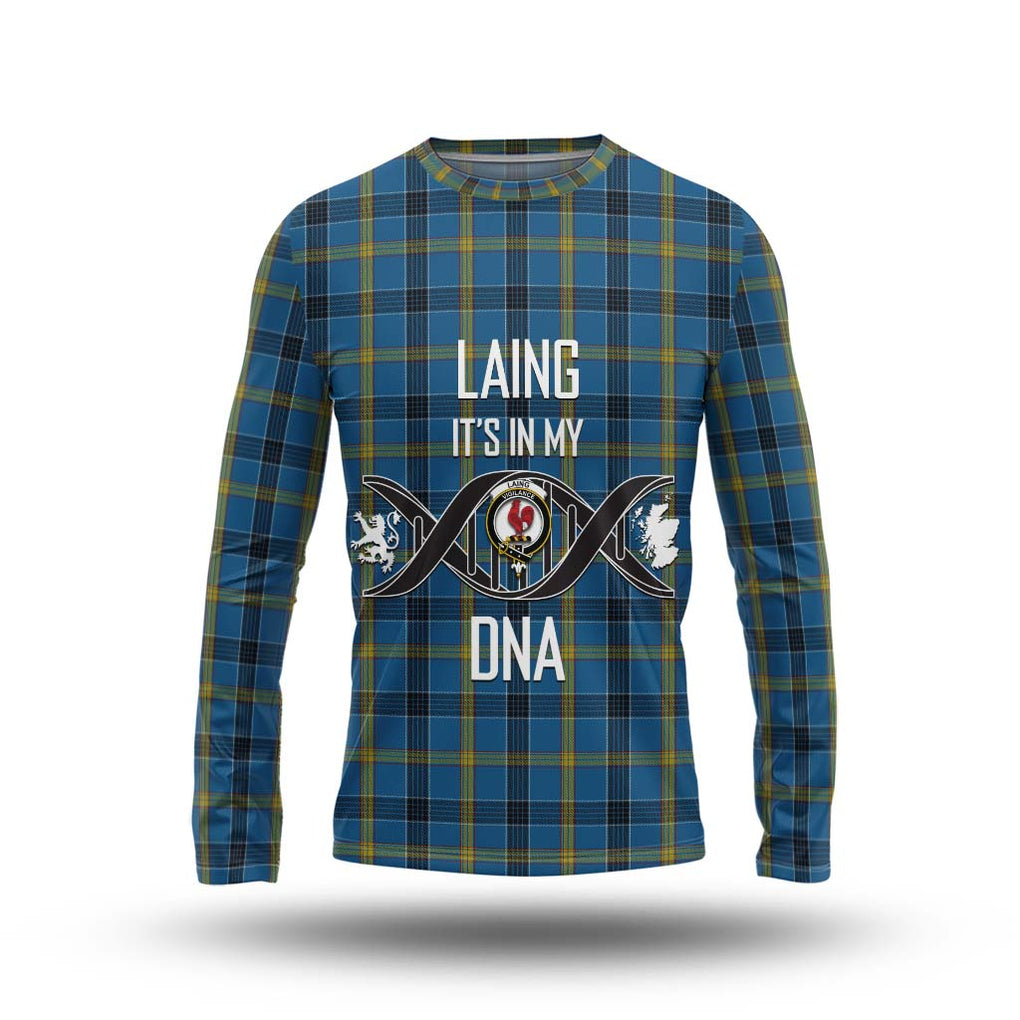 Laing Tartan Long Sleeve T-Shirt with Family Crest DNA In Me Style Unisex - Tartanvibesclothing Shop