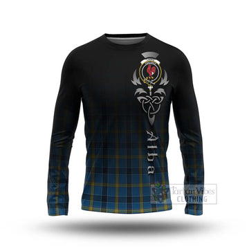 Tartan Vibes Clothing Laing Tartan Long Sleeve T-Shirt Featuring Alba Gu Brath Family Crest Celtic Inspired