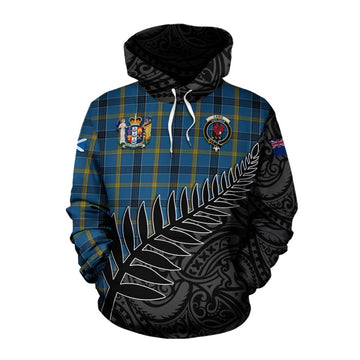 Laing Crest Tartan Cotton Hoodie with New Zealand Silver Fern Half Style