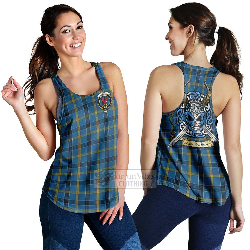Tartan Vibes Clothing Laing Tartan Women's Racerback Tanks with Family Crest Celtic Skull Style