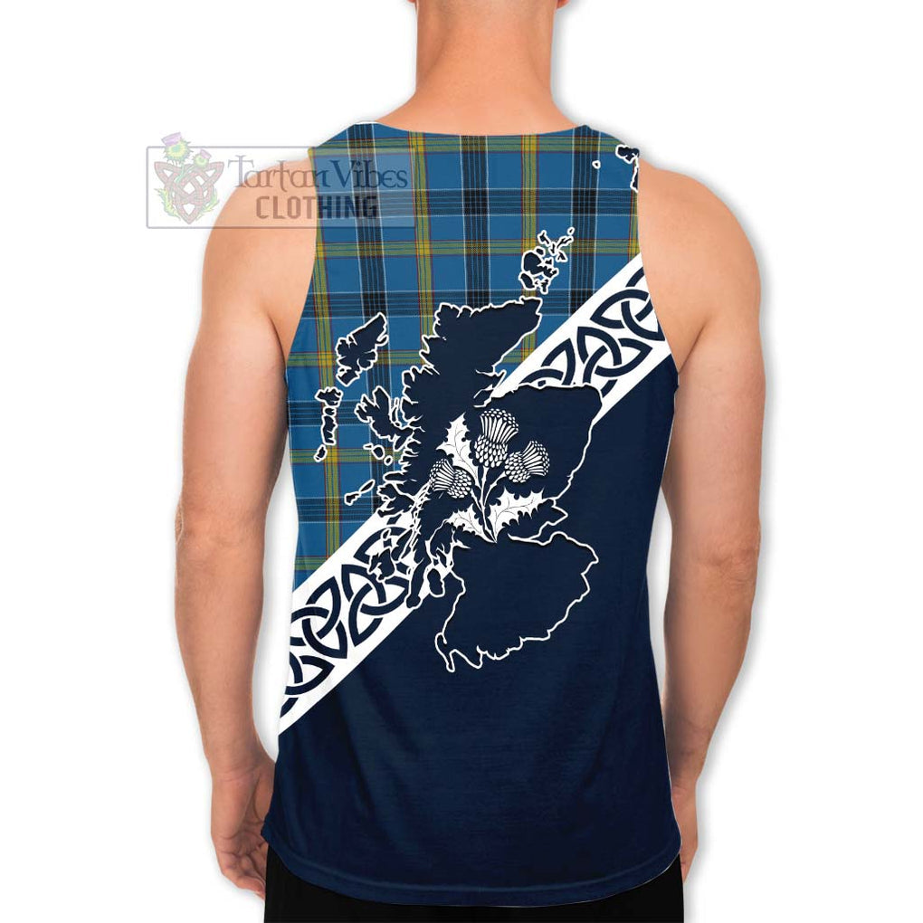 Tartan Vibes Clothing Laing Tartan Men's Tank Top Featuring Thistle and Scotland Map