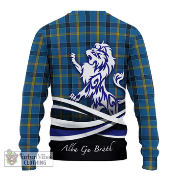 Laing Tartan Knitted Sweater with Alba Gu Brath Regal Lion Emblem - Tartanvibesclothing Shop