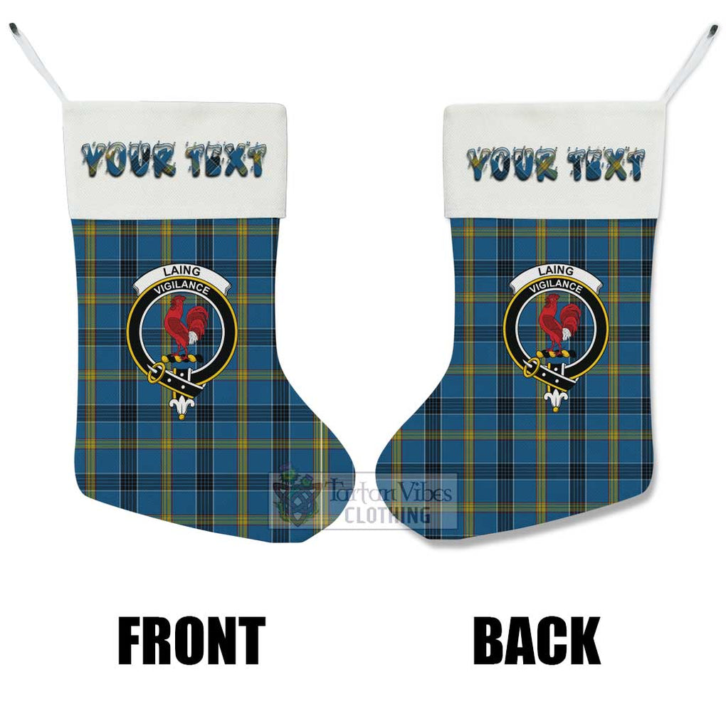 Tartan Vibes Clothing Laing Tartan Family Crest Christmas Stocking with Personalized Text