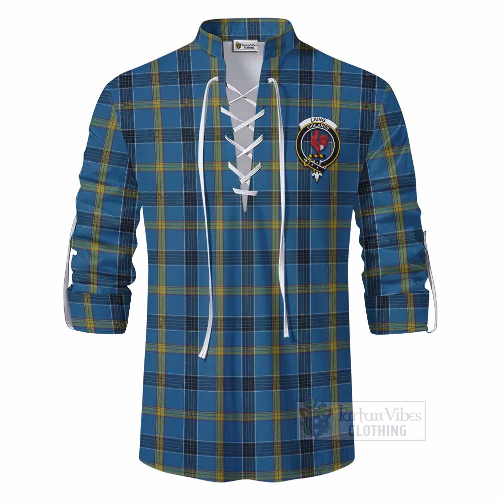Tartan Vibes Clothing Laing Tartan Ghillie Kilt Shirt with Family Crest DNA In Me Style