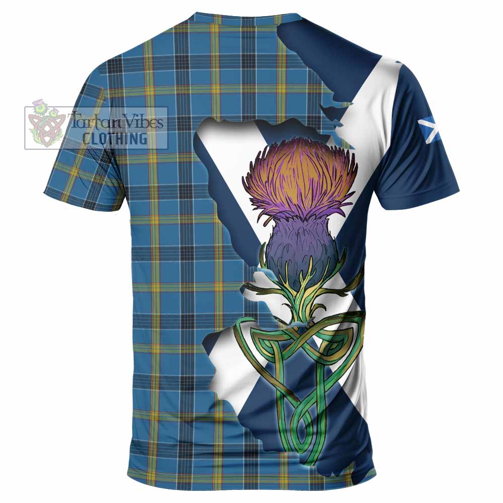 Tartan Vibes Clothing Laing Tartan Family Crest T-Shirt Scottish Thistle Celtic Inspired