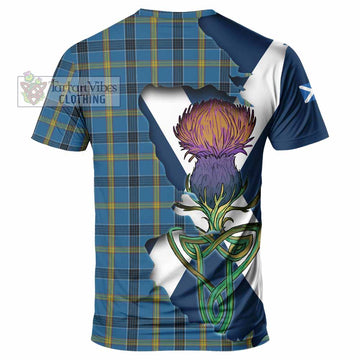 Tartan Vibes Clothing Laing Tartan Family Crest T-Shirt Scottish Thistle Celtic Inspired