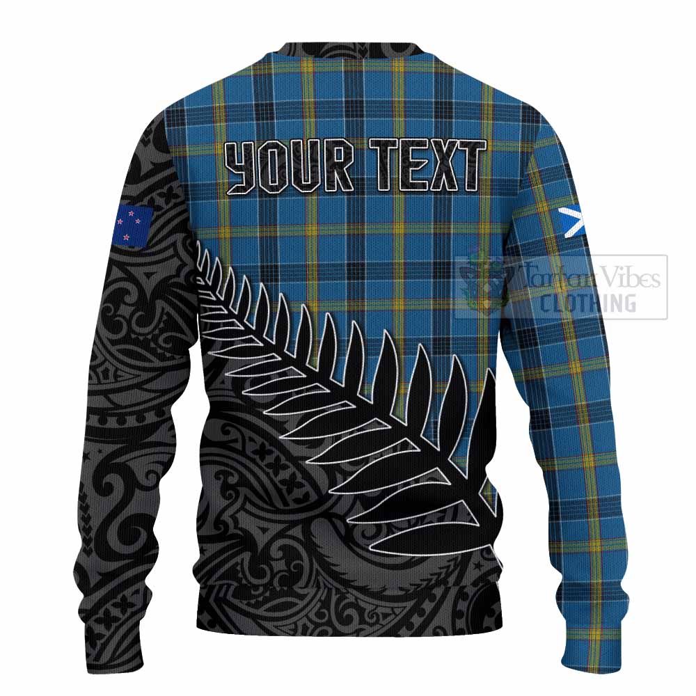 Tartan Vibes Clothing Laing Crest Tartan Knitted Sweater with New Zealand Silver Fern Half Style