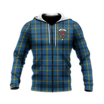Laing Tartan Knitted Hoodie with Family Crest