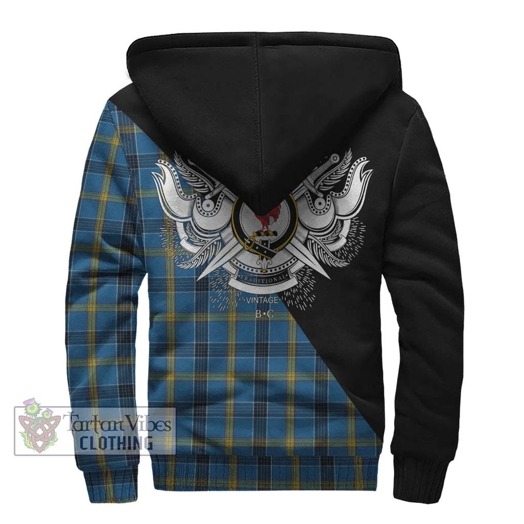 Laing Tartan Sherpa Hoodie with Family Crest and Military Logo Style - Tartanvibesclothing Shop