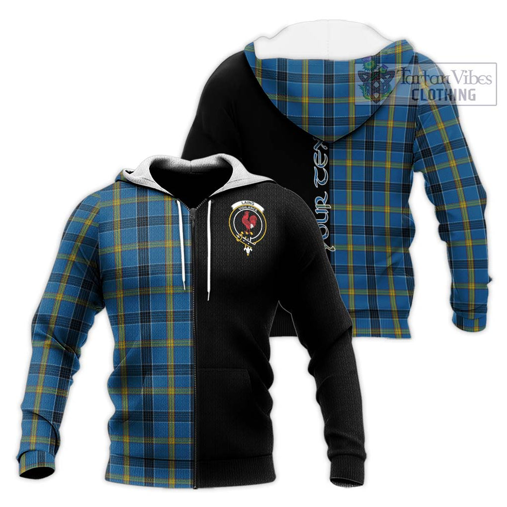 Laing Tartan Knitted Hoodie with Family Crest and Half Of Me Style Unisex Knitted Zip Hoodie - Tartanvibesclothing Shop