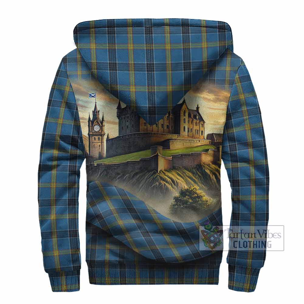 Tartan Vibes Clothing Laing Tartan Family Crest Sherpa Hoodie with Scottish Ancient Castle Style