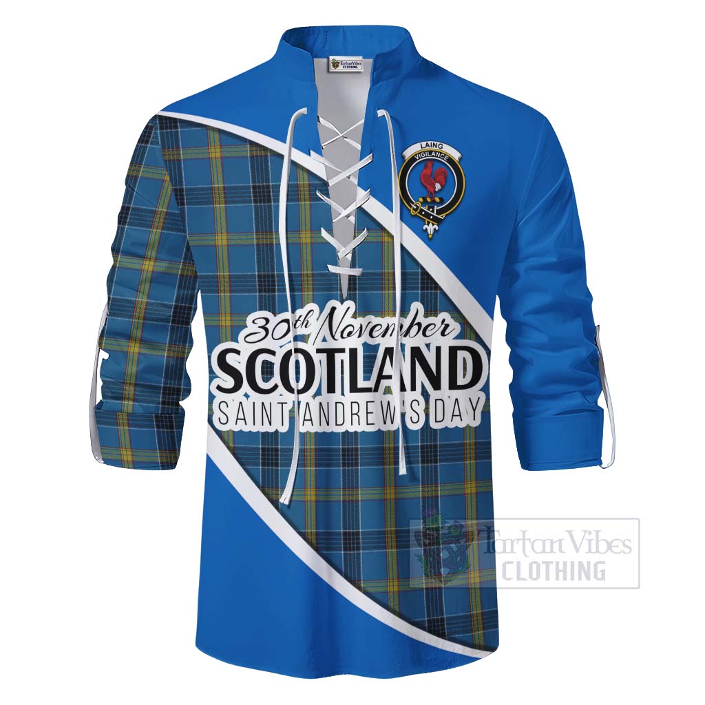 Tartan Vibes Clothing Laing Family Crest Tartan Ghillie Kilt Shirt Celebrate Saint Andrew's Day in Style