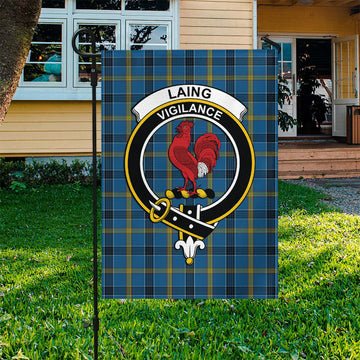 Laing Tartan Garden Flag with Family Crest