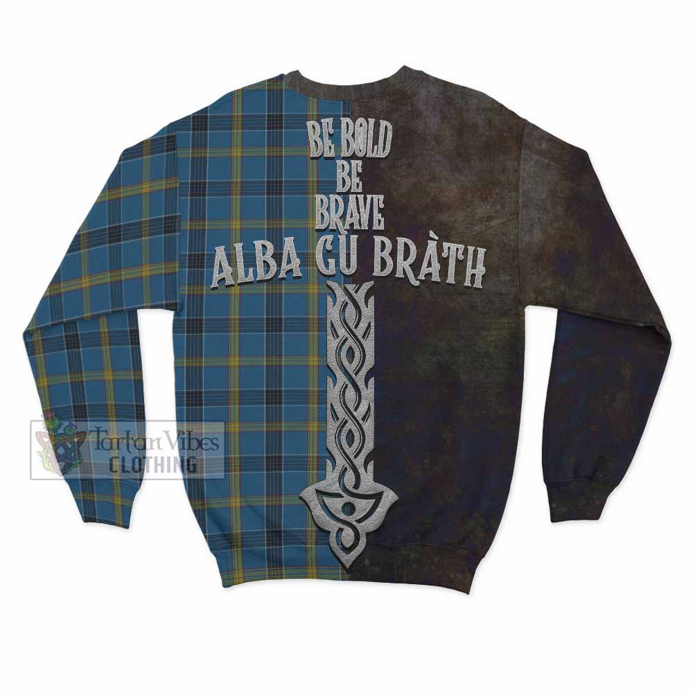 Tartan Vibes Clothing Laing Tartan Family Crest Sweatshirt Alba Gu Brath Be Brave Lion Ancient Style