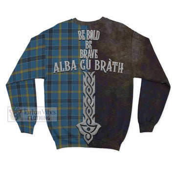Laing Tartan Family Crest Sweatshirt Alba Gu Brath Be Brave Lion Ancient Style