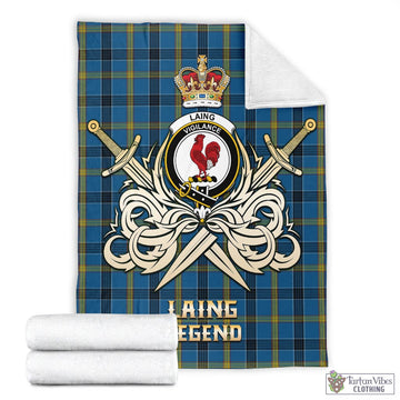 Laing Tartan Blanket with Clan Crest and the Golden Sword of Courageous Legacy