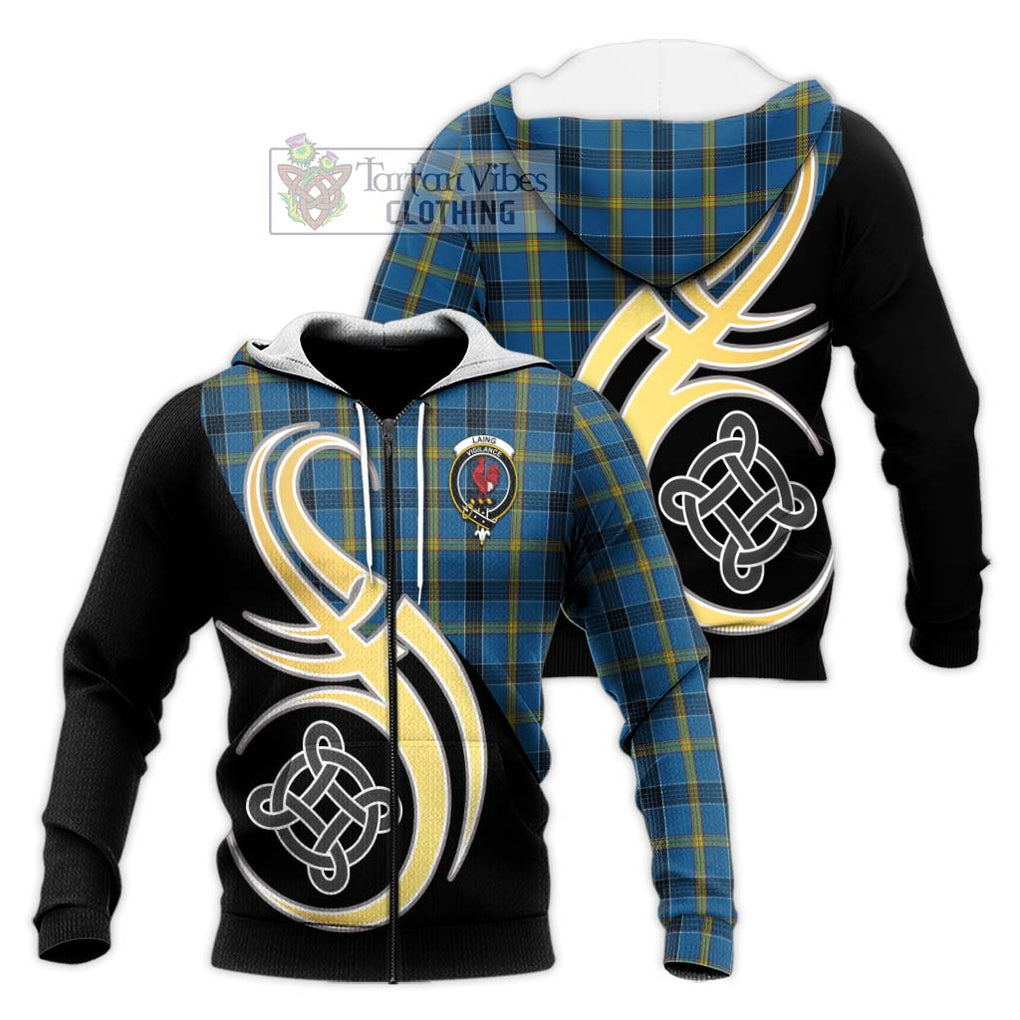 Laing Tartan Knitted Hoodie with Family Crest and Celtic Symbol Style Unisex Knitted Zip Hoodie - Tartan Vibes Clothing