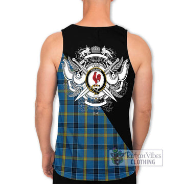 Laing Tartan Men's Tank Top with Family Crest and Military Logo Style - Tartanvibesclothing Shop