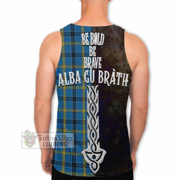 Laing Tartan Family Crest Men's Tank Top Alba Gu Brath Be Brave Lion Ancient Style