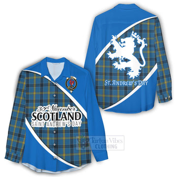 Tartan Vibes Clothing Laing Family Crest Tartan Women's Casual Shirt Celebrate Saint Andrew's Day in Style