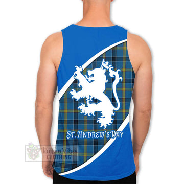 Tartan Vibes Clothing Laing Family Crest Tartan Men's Tank Top Celebrate Saint Andrew's Day in Style