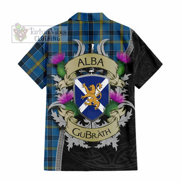 Laing Tartan Family Crest Hawaiian Shirt Lion Rampant Royal Thistle Shield Celtic Inspired