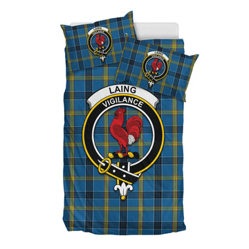 Laing Tartan Bedding Set with Family Crest