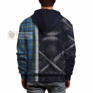 Tartan Vibes Clothing Laing Tartan Hoodie with Family Crest Cross Sword Thistle Celtic Vibes
