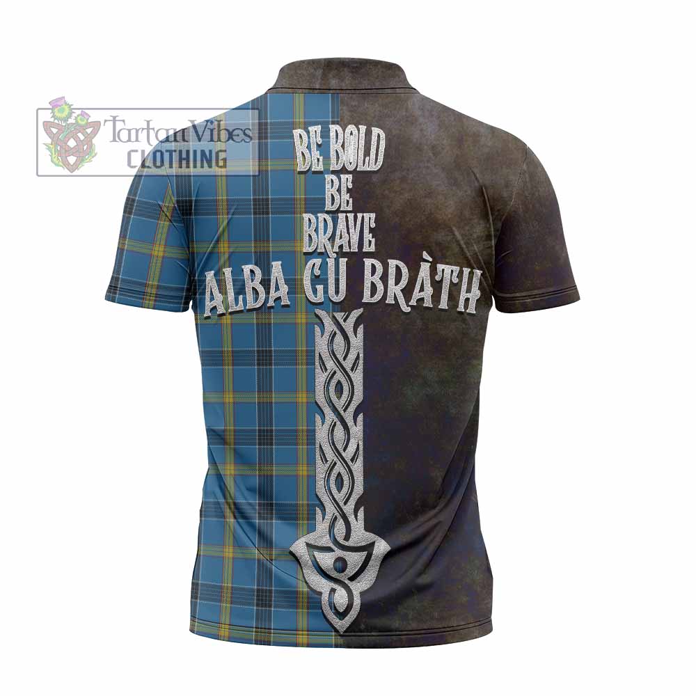 Tartan Vibes Clothing Laing Tartan Family Crest Zipper Polo Shirt Alba Gu Brath Be Brave Lion Ancient Style