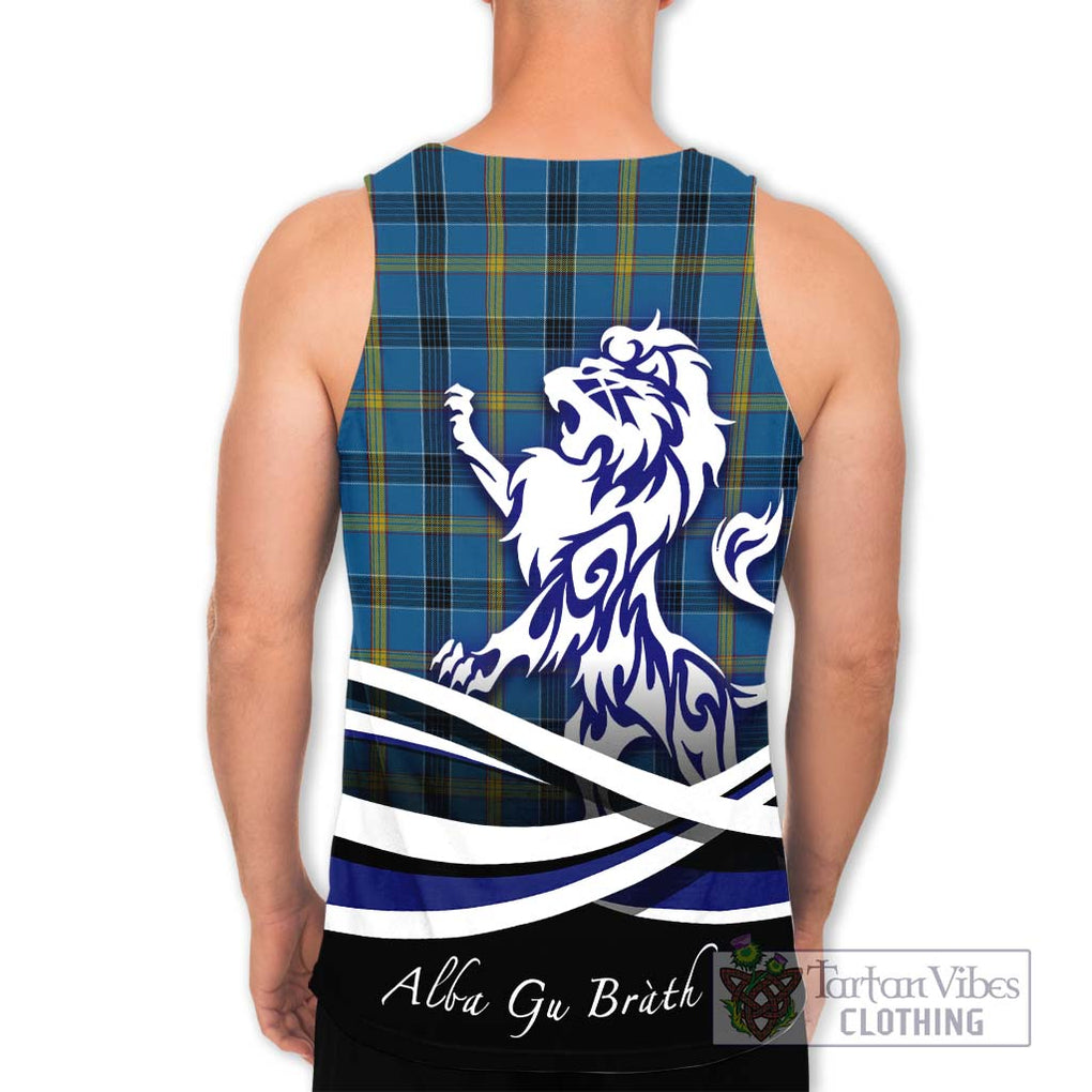 Laing Tartan Men's Tank Top with Alba Gu Brath Regal Lion Emblem - Tartanvibesclothing Shop
