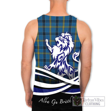 Laing Tartan Men's Tank Top with Alba Gu Brath Regal Lion Emblem - Tartanvibesclothing Shop