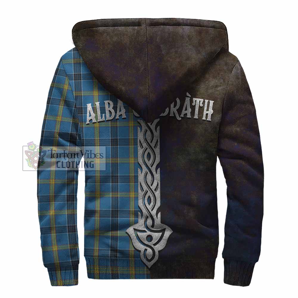 Tartan Vibes Clothing Laing Tartan Family Crest Sherpa Hoodie Alba Gu Brath Be Brave Lion Ancient Style