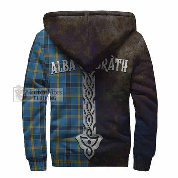 Laing Tartan Family Crest Sherpa Hoodie Alba Gu Brath Be Brave Lion Ancient Style