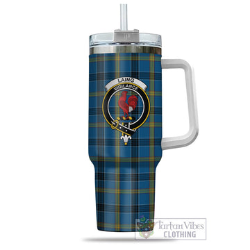 Tartan Vibes Clothing Laing Tartan and Family Crest Tumbler with Handle