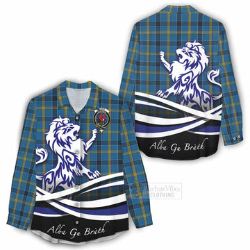 Tartan Vibes Clothing Laing Tartan Women's Casual Shirt with Alba Gu Brath Regal Lion Emblem