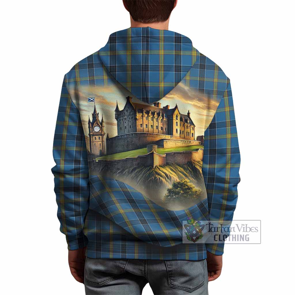 Tartan Vibes Clothing Laing Tartan Family Crest Hoodie with Scottish Ancient Castle Style