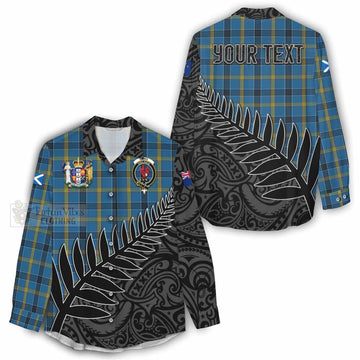 Tartan Vibes Clothing Laing Crest Tartan Women's Casual Shirt with New Zealand Silver Fern Half Style