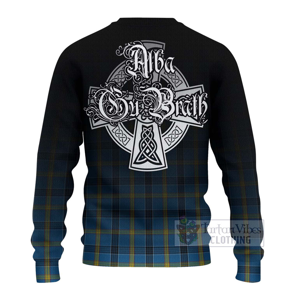 Tartan Vibes Clothing Laing Tartan Knitted Sweater Featuring Alba Gu Brath Family Crest Celtic Inspired