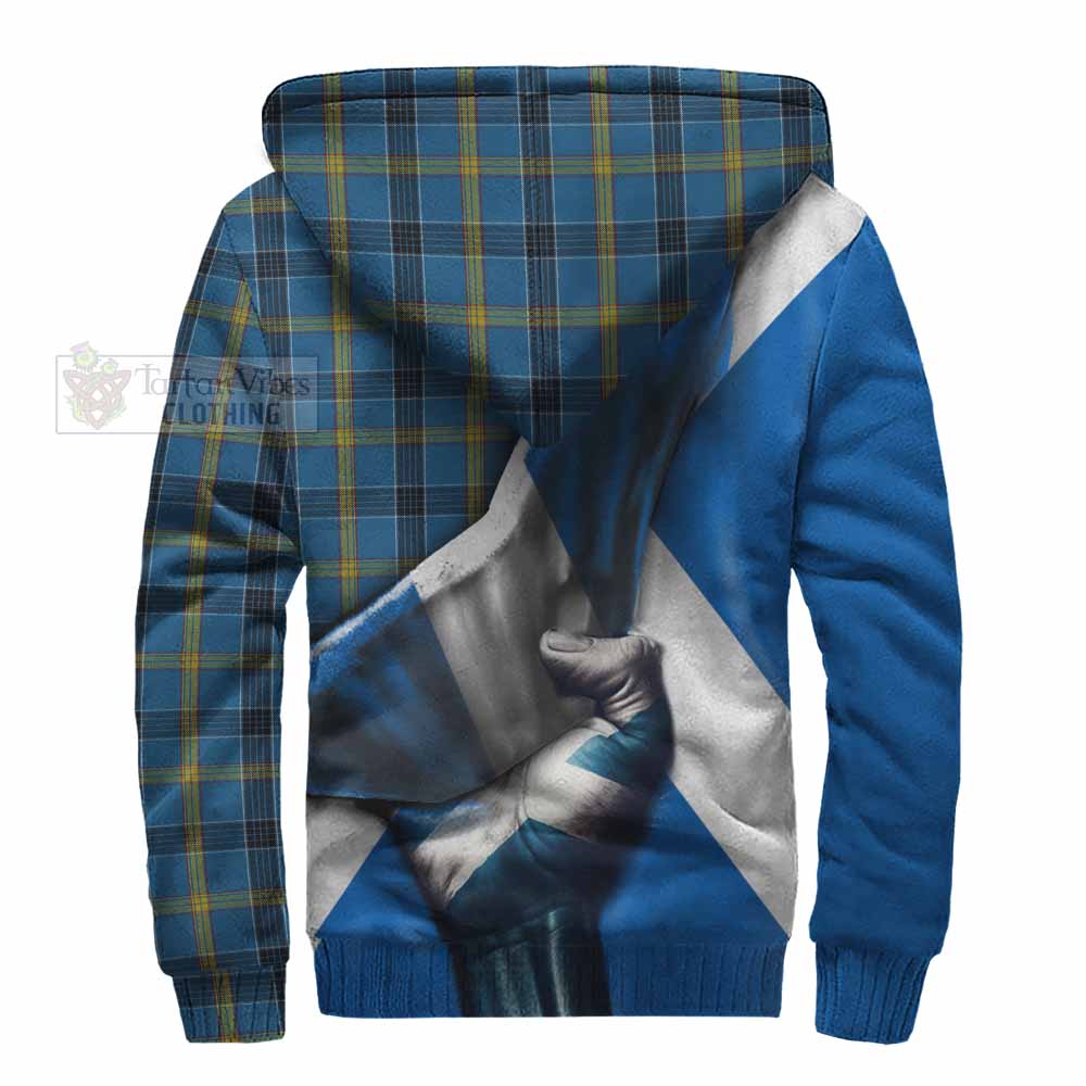 Tartan Vibes Clothing Laing Tartan Sherpa Hoodie with Family Crest Scotland Patriotic Style