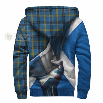 Tartan Vibes Clothing Laing Tartan Sherpa Hoodie with Family Crest Scotland Patriotic Style